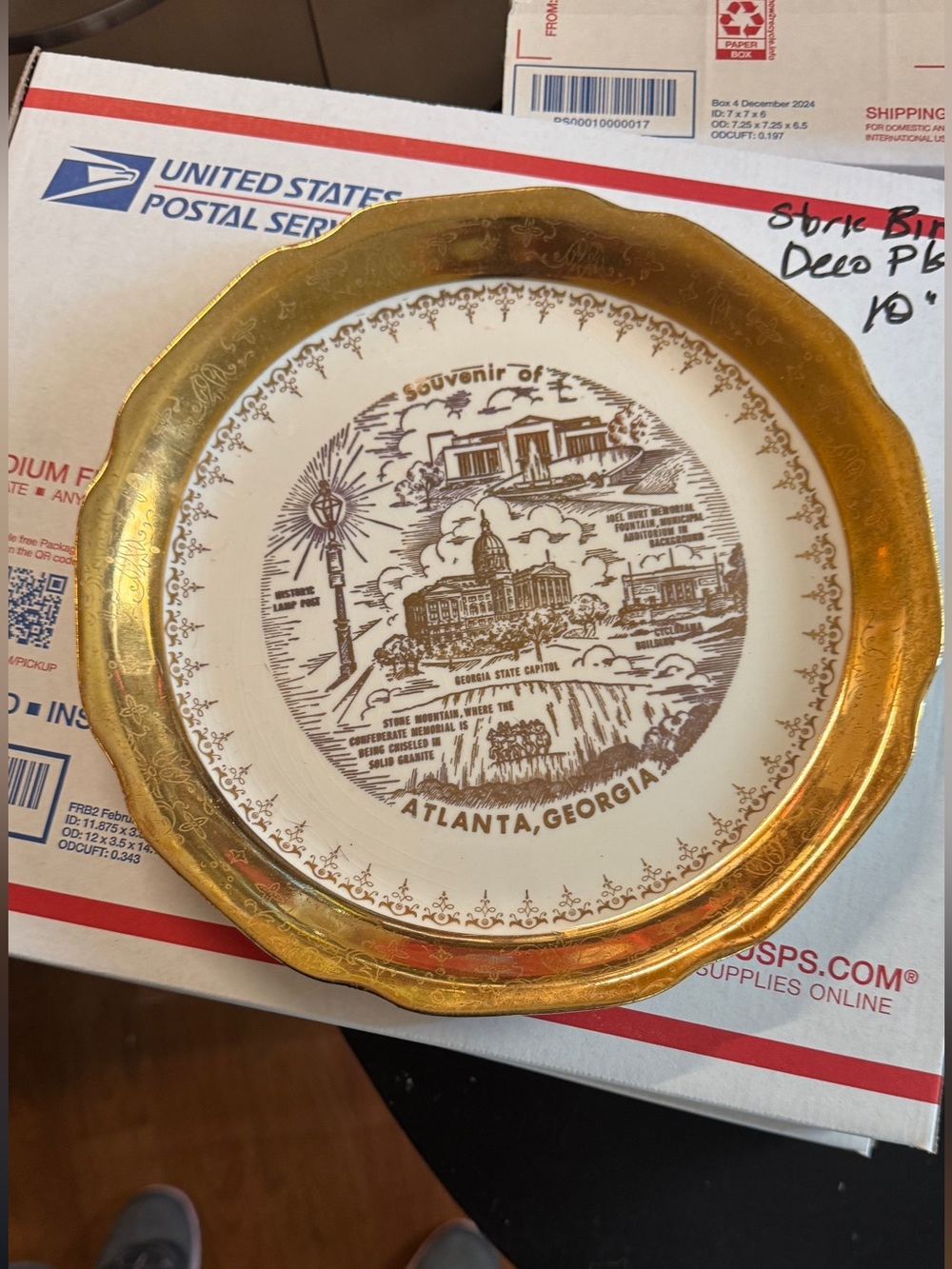 Atlanta Souvenir Decorative Plate with Gold Rim